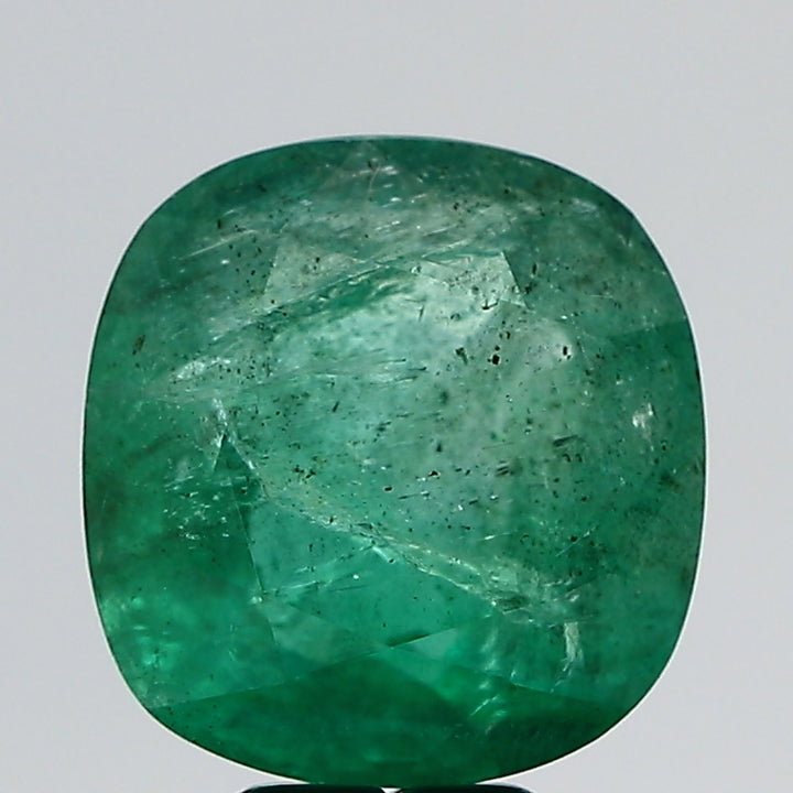 6.33Carat 7.00Ratti Natural Zambian Cushion shape Green Emerald Gemstone.
