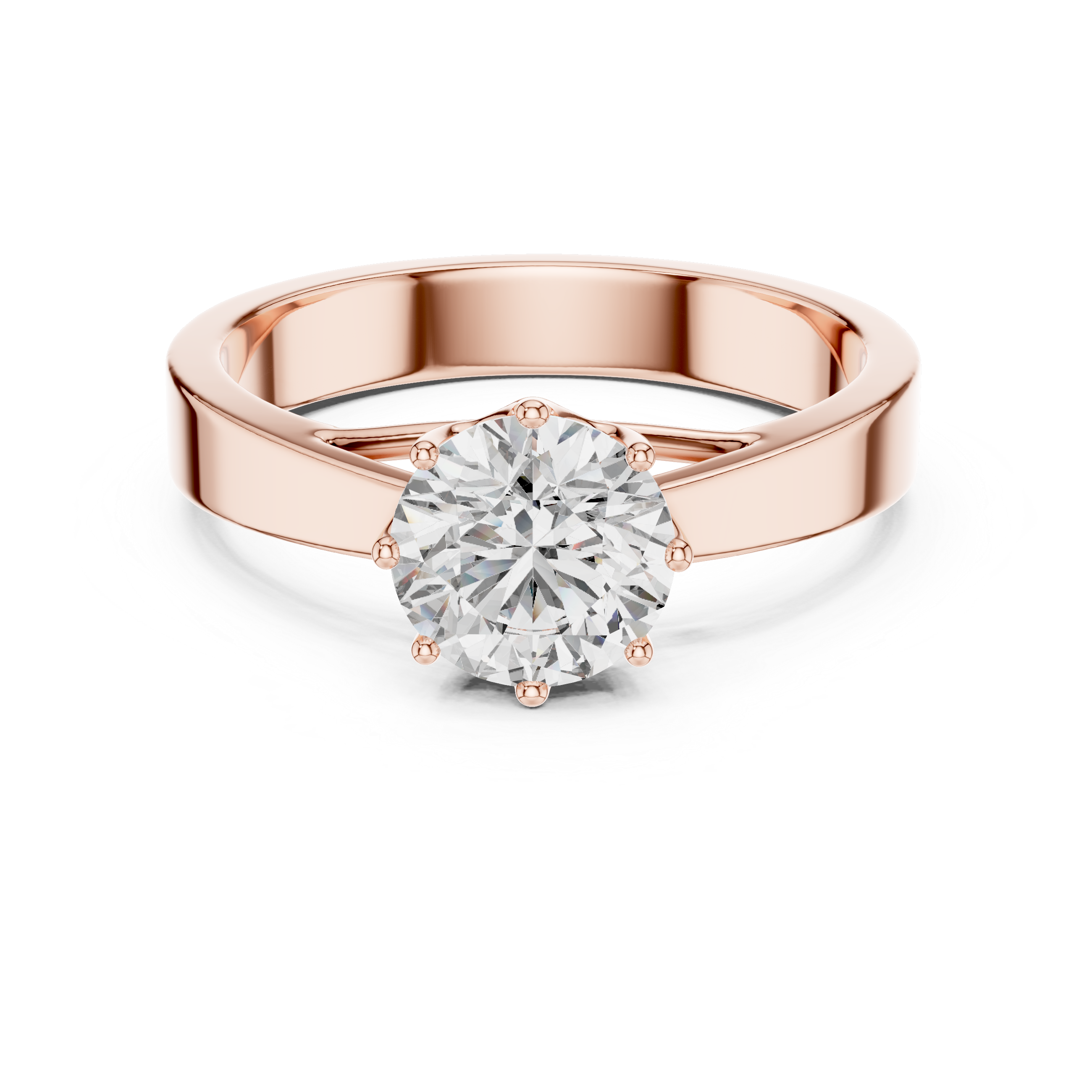 14K Yellow Gold Round Solitaire Diamond Engagement Ring