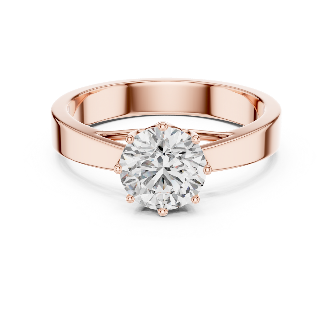 14K Yellow Gold Round Solitaire Diamond Engagement Ring