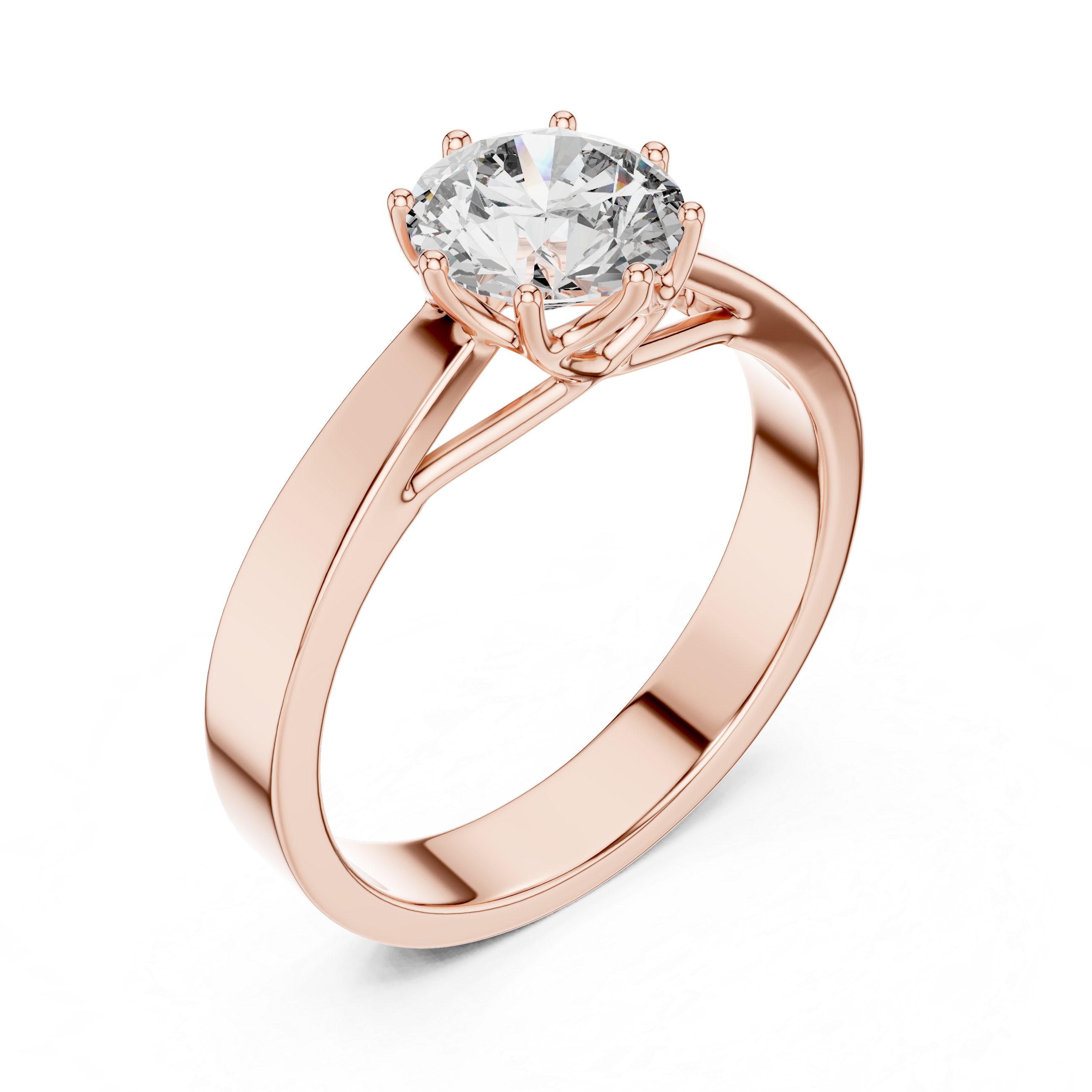 14K Yellow Gold Round Solitaire Diamond Engagement Ring