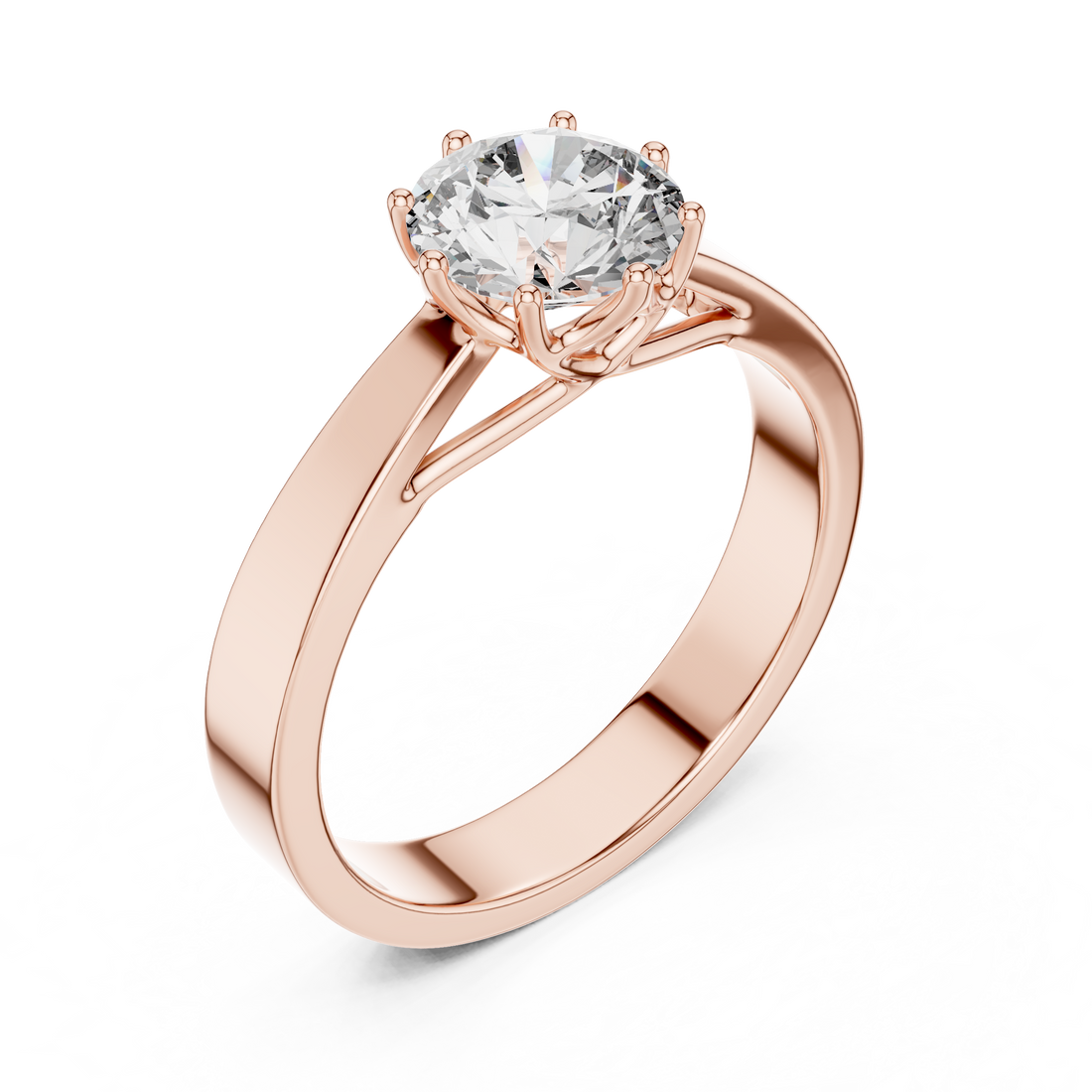 14K Yellow Gold Round Solitaire Diamond Engagement Ring