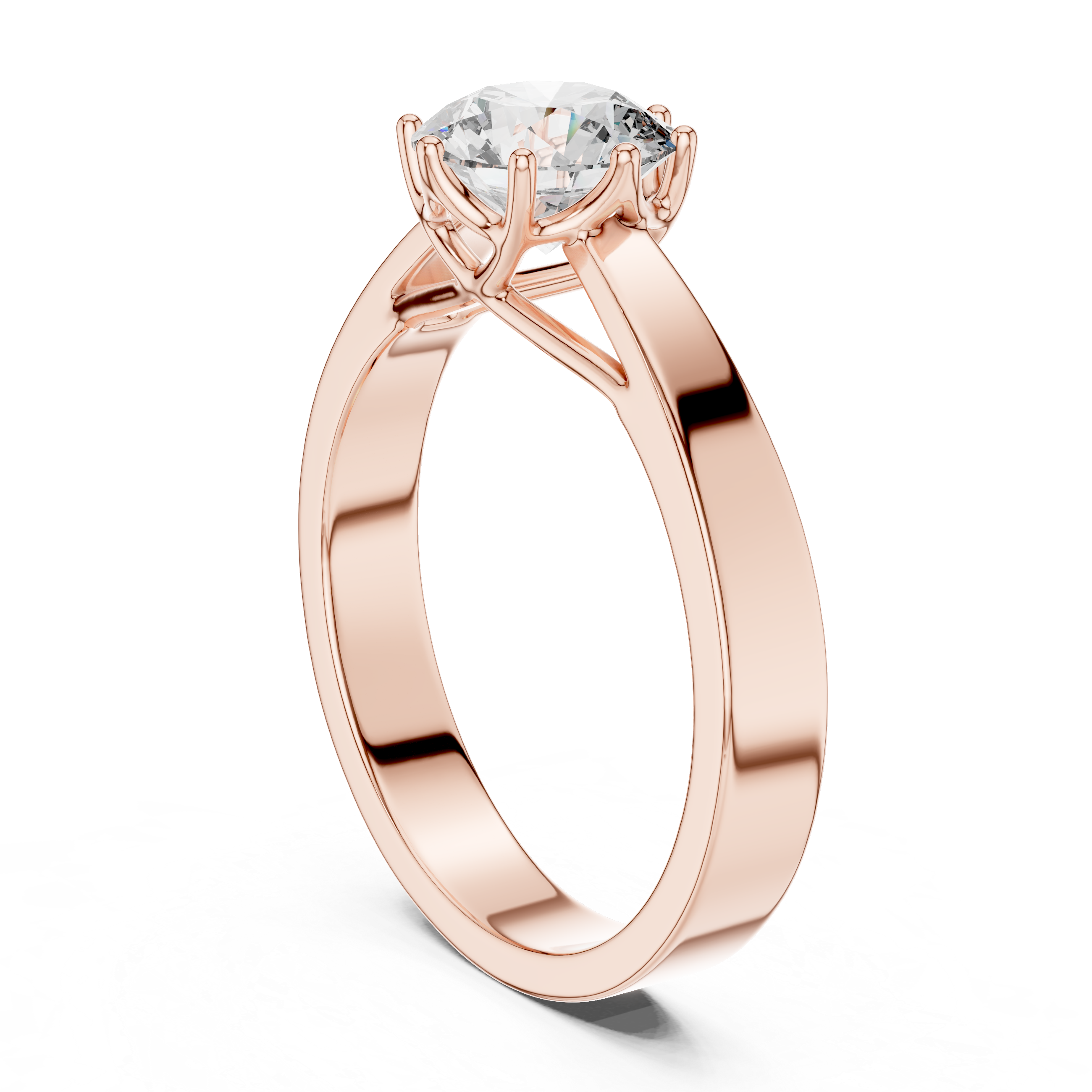 14K Yellow Gold Round Solitaire Diamond Engagement Ring
