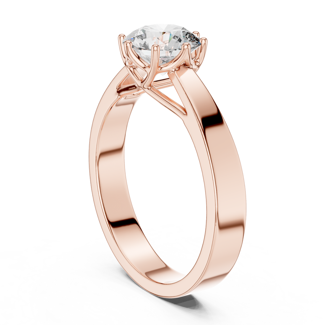 14K Yellow Gold Round Solitaire Diamond Engagement Ring