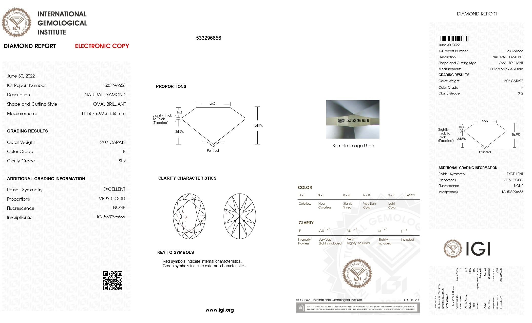 2.02ct Oval Brilliant Cut SI2 Clarity K Color Natural Diamond.