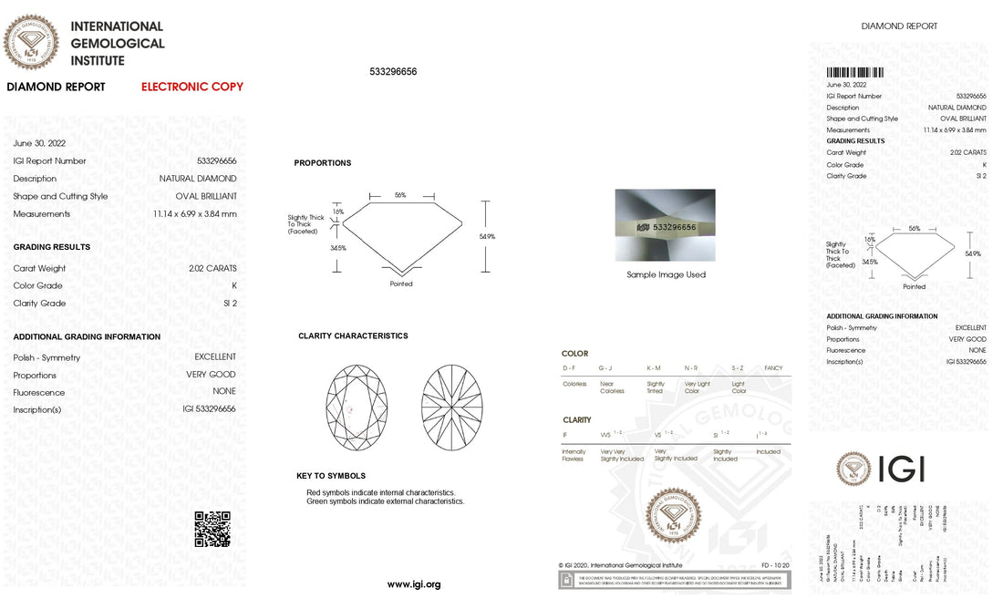 2.02ct Oval Brilliant Cut SI2 Clarity K Color Natural Diamond.