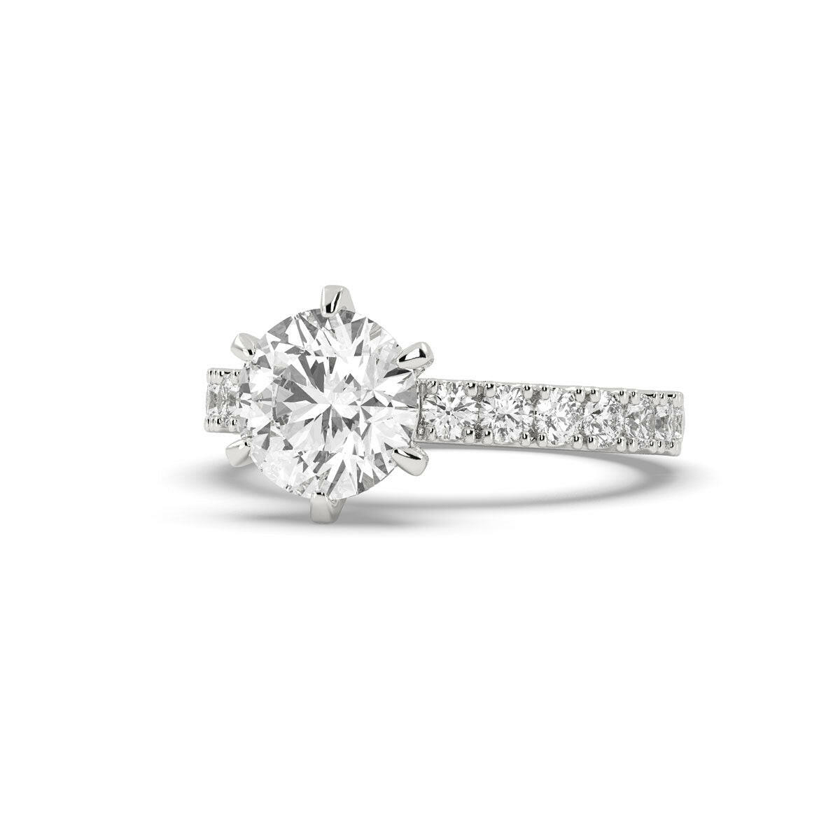 2.43ct Brilliant Round Shape Lab Grown Diamond Ring in White Gold.