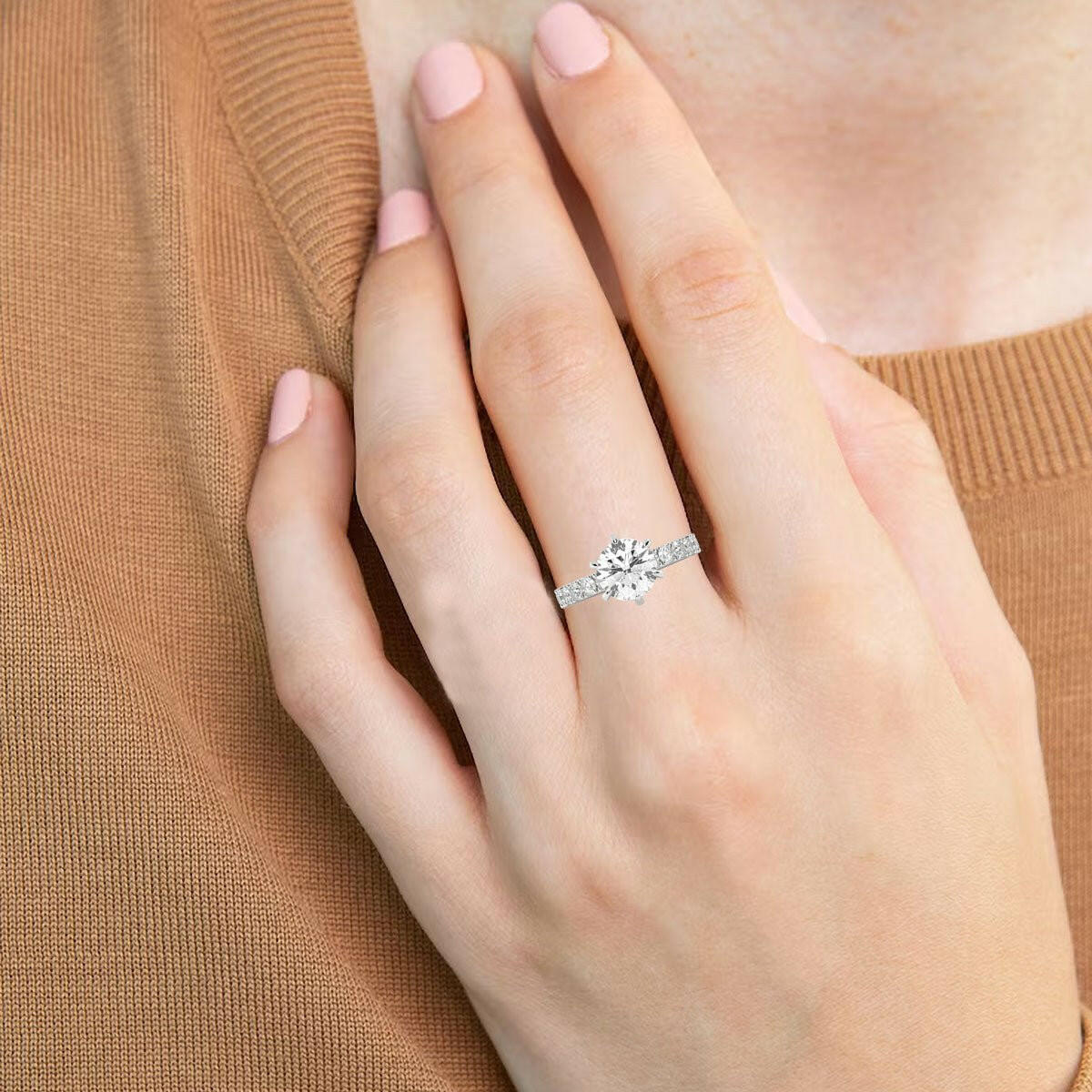 2.43ct Brilliant Round Shape Lab Grown Diamond Ring in White Gold.