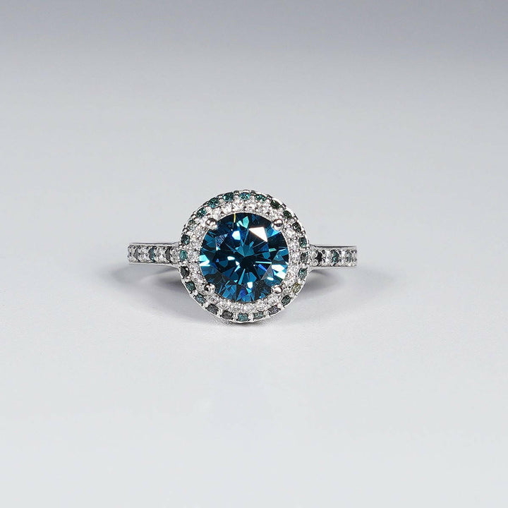 2.53ct Brilliant Round Vivid Blue Diamond Ring in 14K White Gold.