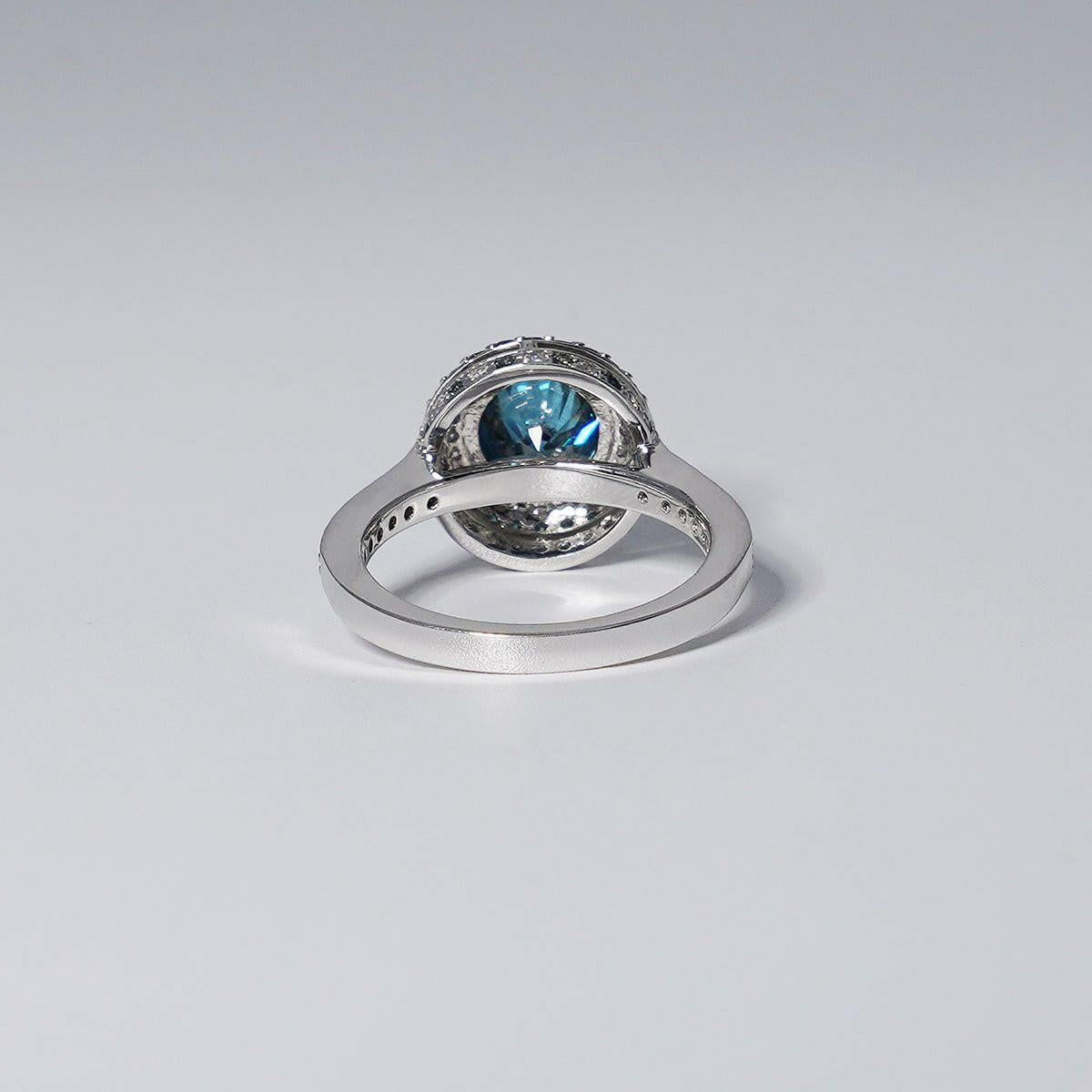 2.53ct Brilliant Round Vivid Blue Diamond Ring in 14K White Gold.
