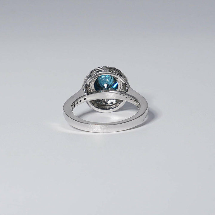 2.53ct Brilliant Round Vivid Blue Diamond Ring in 14K White Gold.