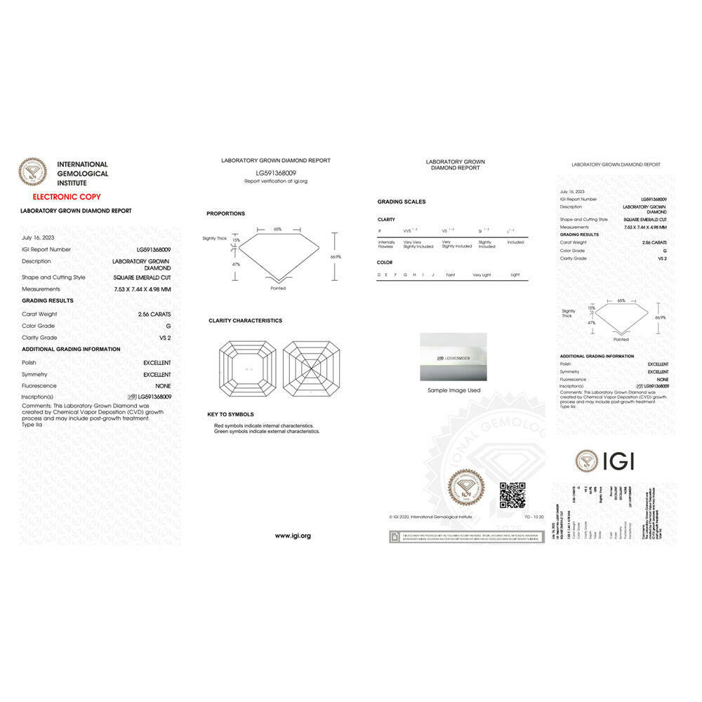 2.56 ct Lab Grown Asscher Cut Diamonds Stun with their Unique Shape.