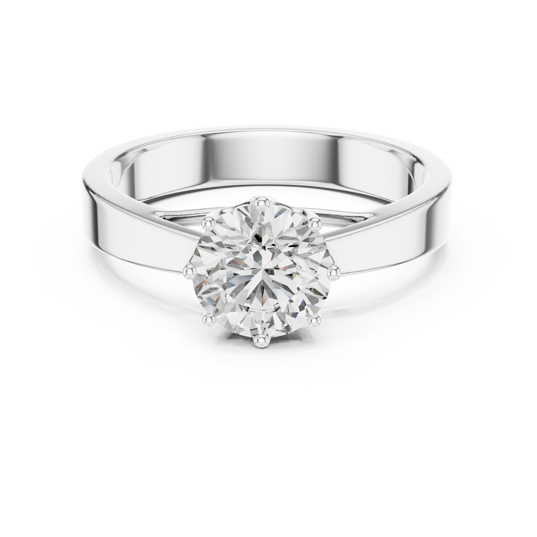 14K Yellow Gold Round Solitaire Diamond Engagement Ring