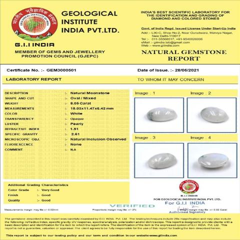 8.05 carat 9 ratti natural Sri Lanka oval shape Moonstone stone.