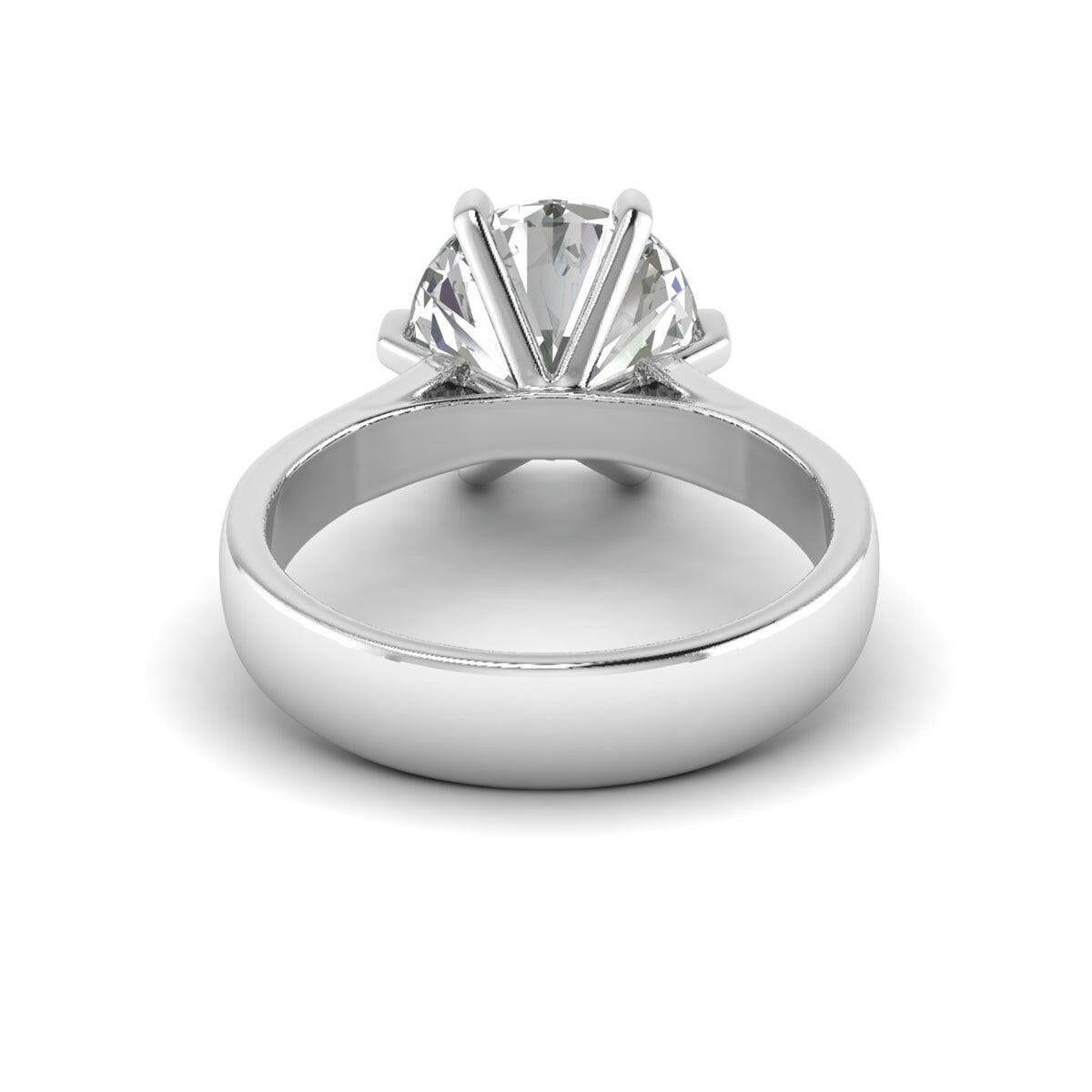 3.35ct Brilliant Round 6 Prong Diamond Ring in 14K White Gold.