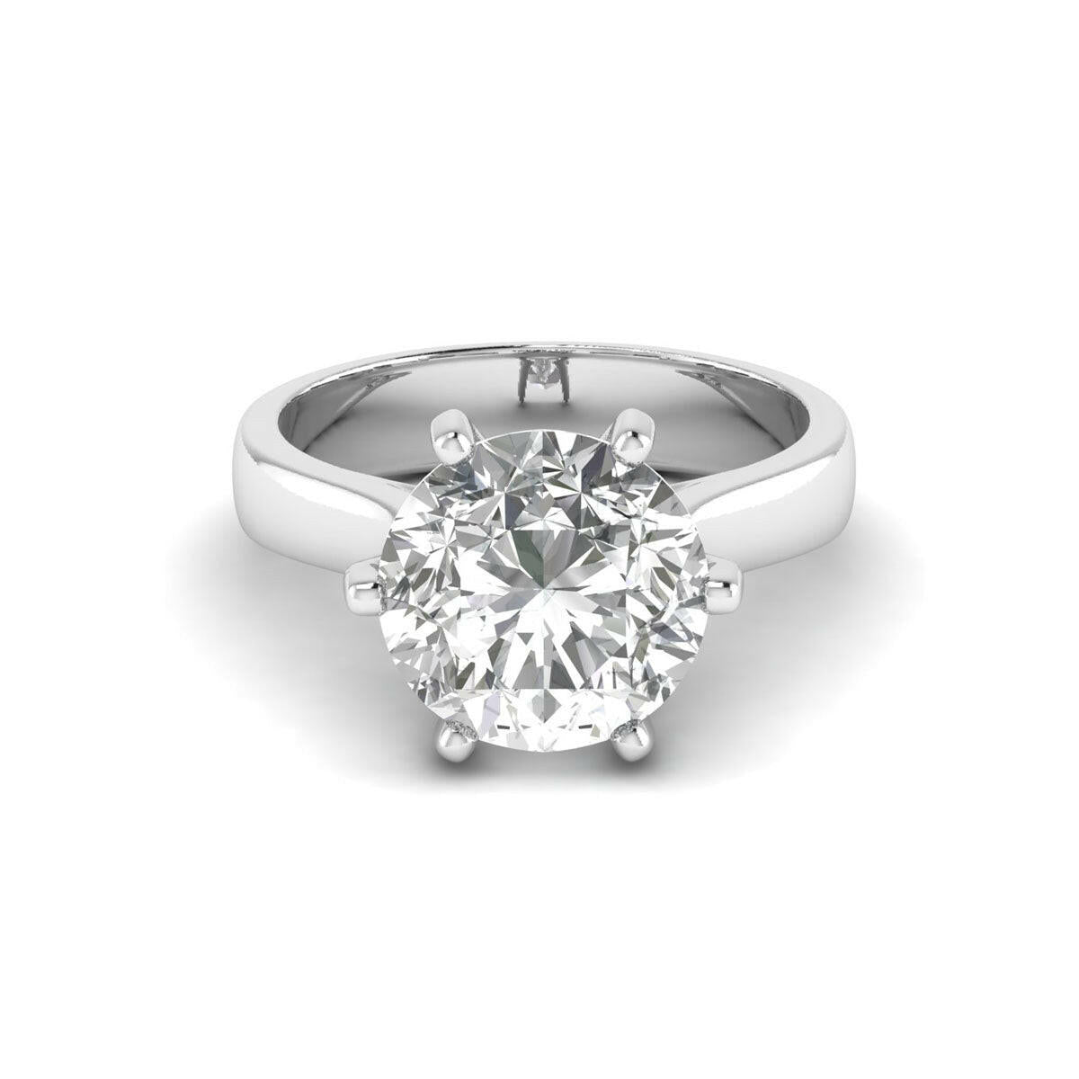 3.35ct Brilliant Round 6 Prong Diamond Ring in 14K White Gold.