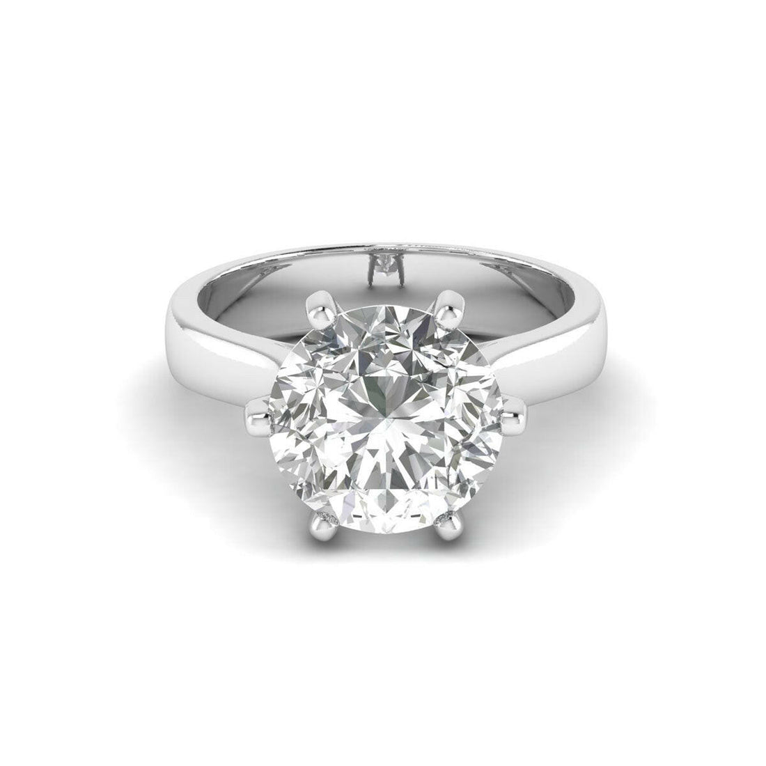 3.35ct Brilliant Round 6 Prong Diamond Ring in 14K White Gold.