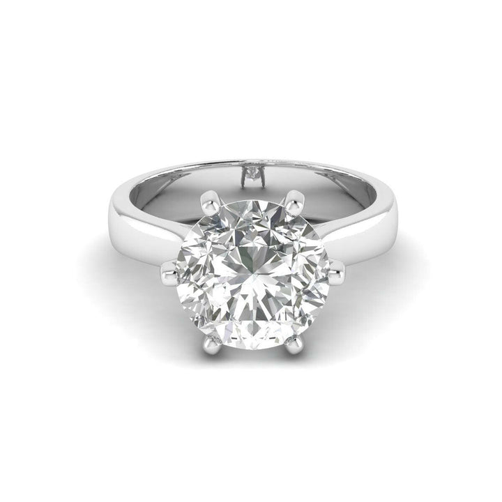 3.35ct Brilliant Round 6 Prong Diamond Ring in 14K White Gold.