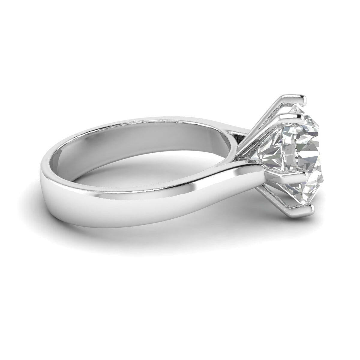 3.35ct Brilliant Round 6 Prong Diamond Ring in 14K White Gold.