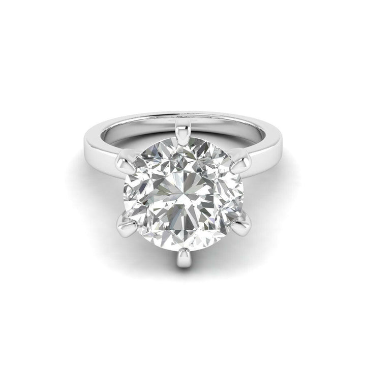 4.41ct Brilliant Round 6 Prong Diamond Ring in 14K White Gold.