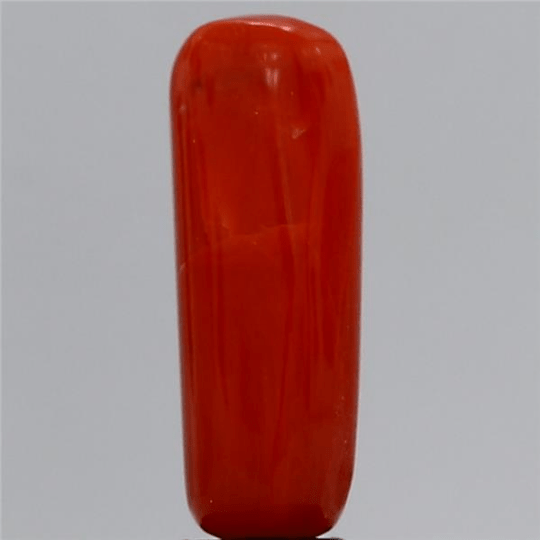 4.45 carat 5 ratti GII certified natural Italian cylindrical shape red coral stone.
