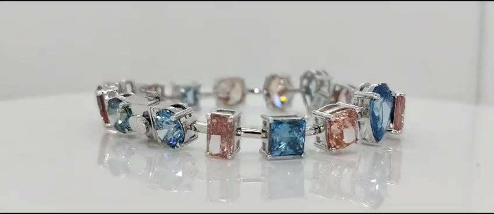 7.5 inch mix color mix shape diamond studded lab grown diamond bracelet.