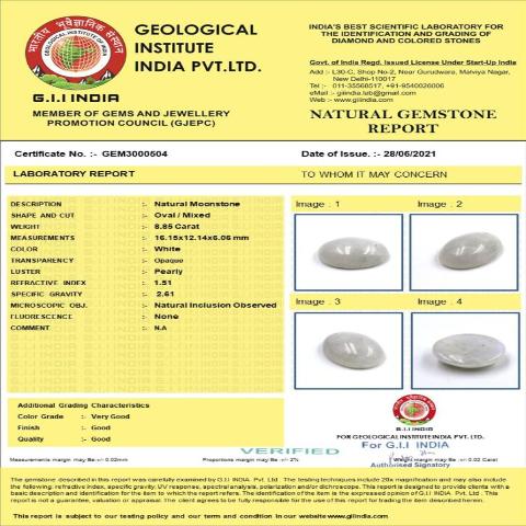 8.85 carat 9.74 ratti natural Sri Lanka oval shape Moonstone stone.