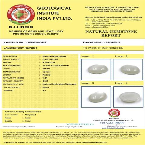 9.25 carat 10.25 ratti natural Sri Lanka oval shape Moonstone stone.