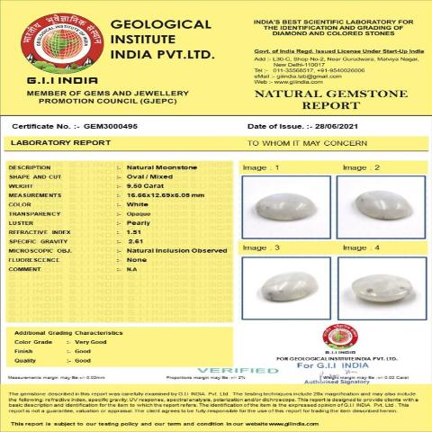 9.5 carat 10.45 ratti natural Sri Lanka oval shape Moonstone stone.