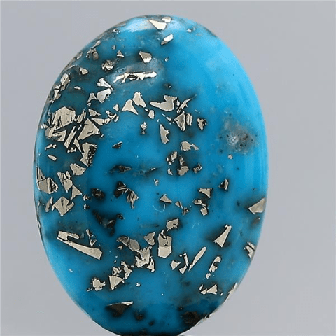 9.7 carat 10.67 ratti IGI-GTL certified AAA+ Quality Blue with golden Bisbee oval Turquoise (Firoza) Stone.