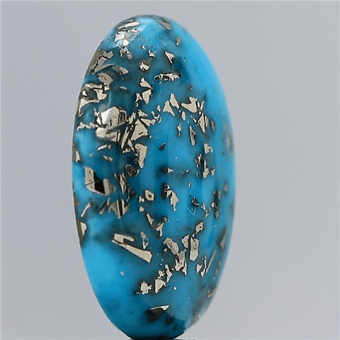 9.7 carat 10.67 ratti IGI-GTL certified AAA+ Quality Blue with golden Bisbee oval Turquoise (Firoza) Stone.