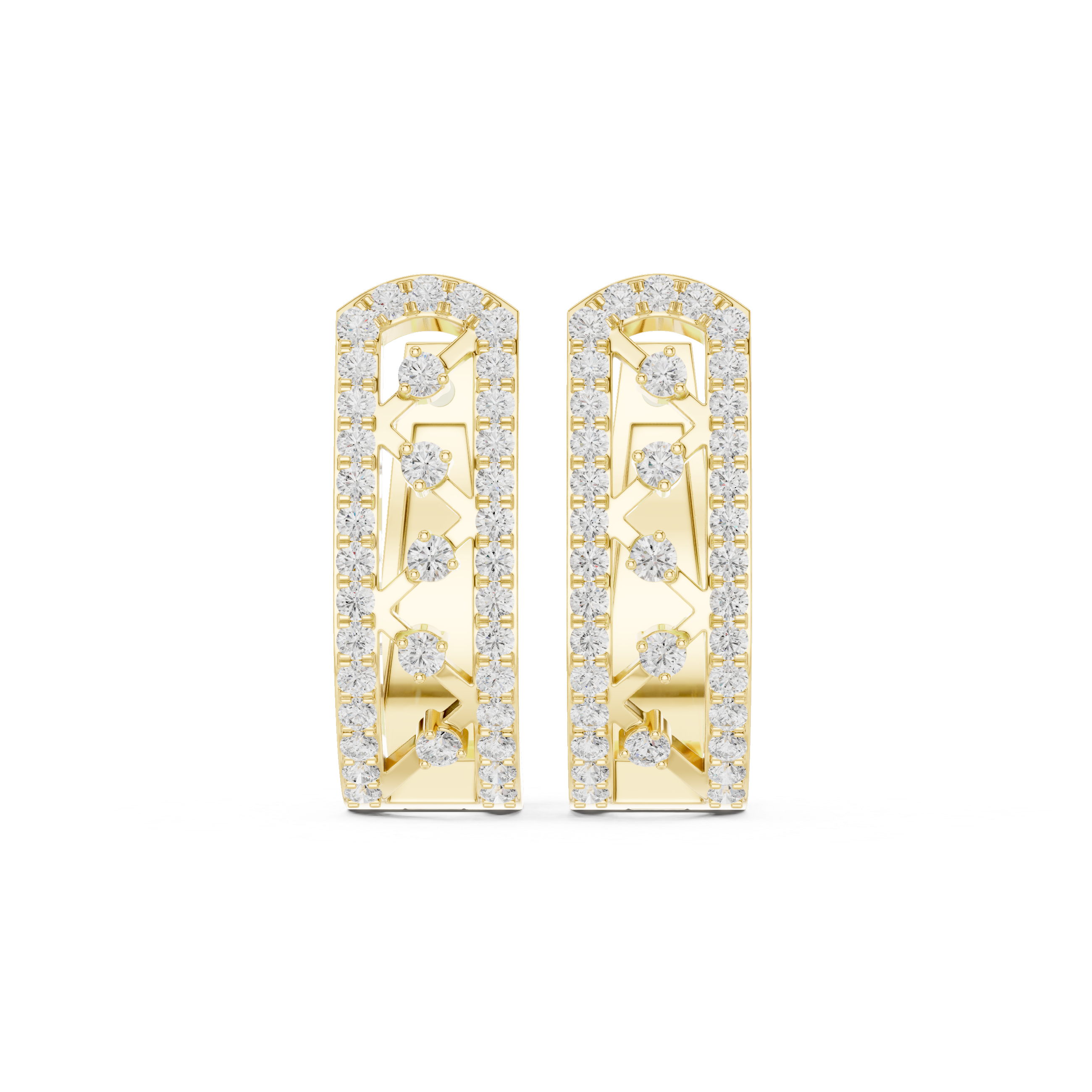 Créoles en or 14 carats et diamant de laboratoire de 0,39 carat
