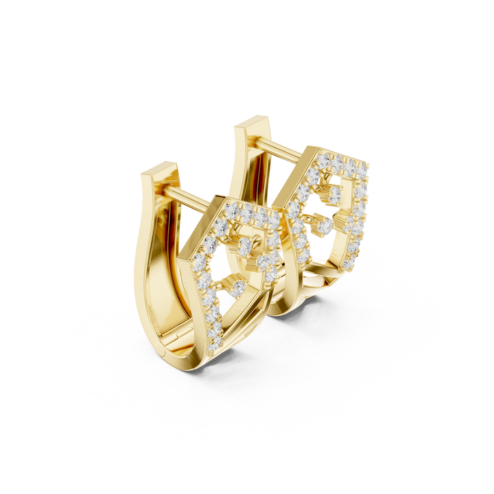 Boucles d'oreilles créoles en or 14 carats avec diamants de laboratoire de 0,50 carat