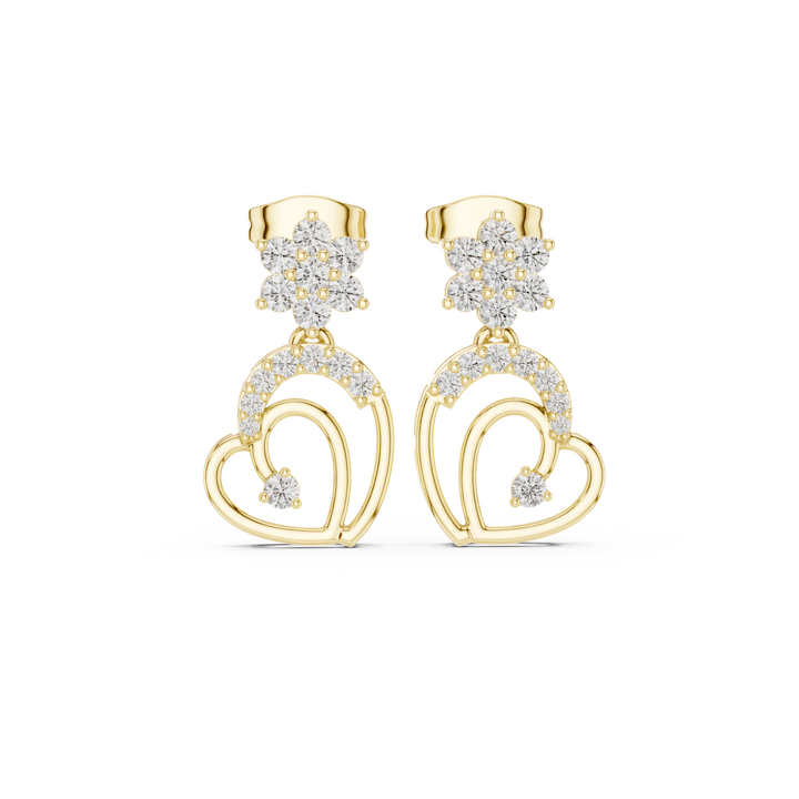 Boucles d'oreilles pendantes rondes en diamant de laboratoire de 0,612 carat