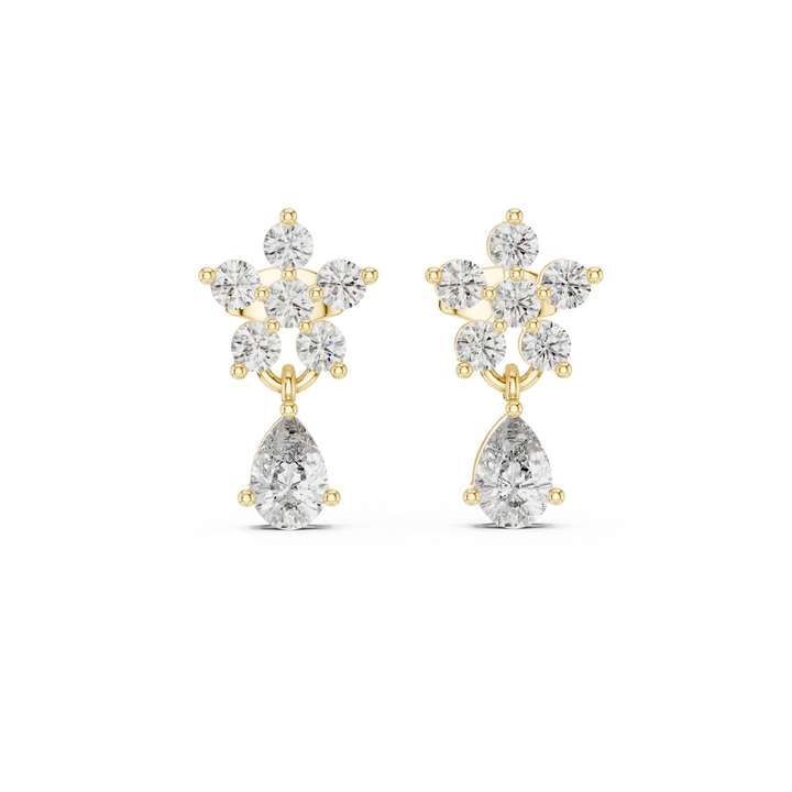 Boucles d'oreilles pendantes poire en diamant de laboratoire de 1,44 carat
