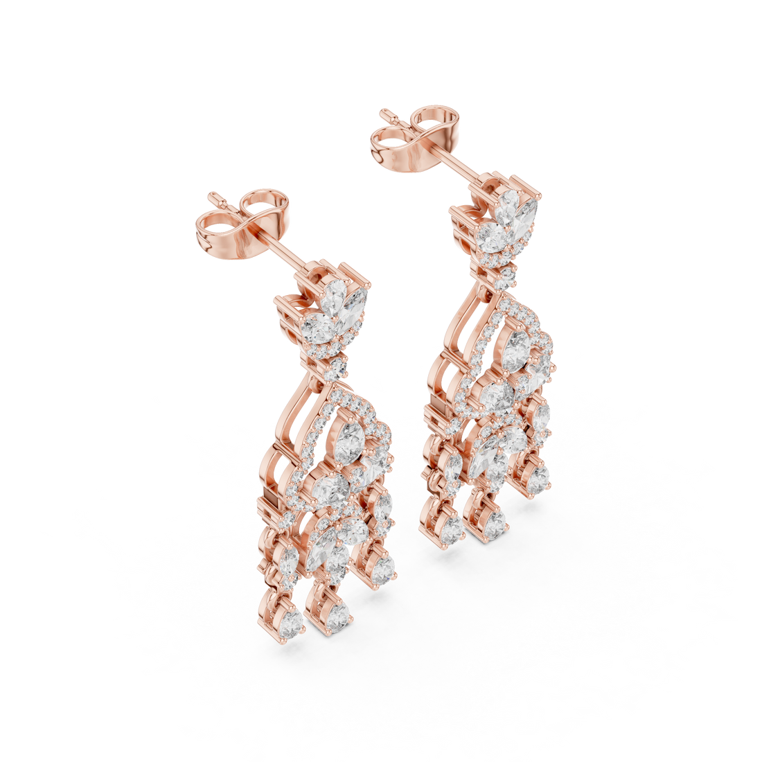 2.01CT Lab Diamond Dangle Earrings in 18K Gold