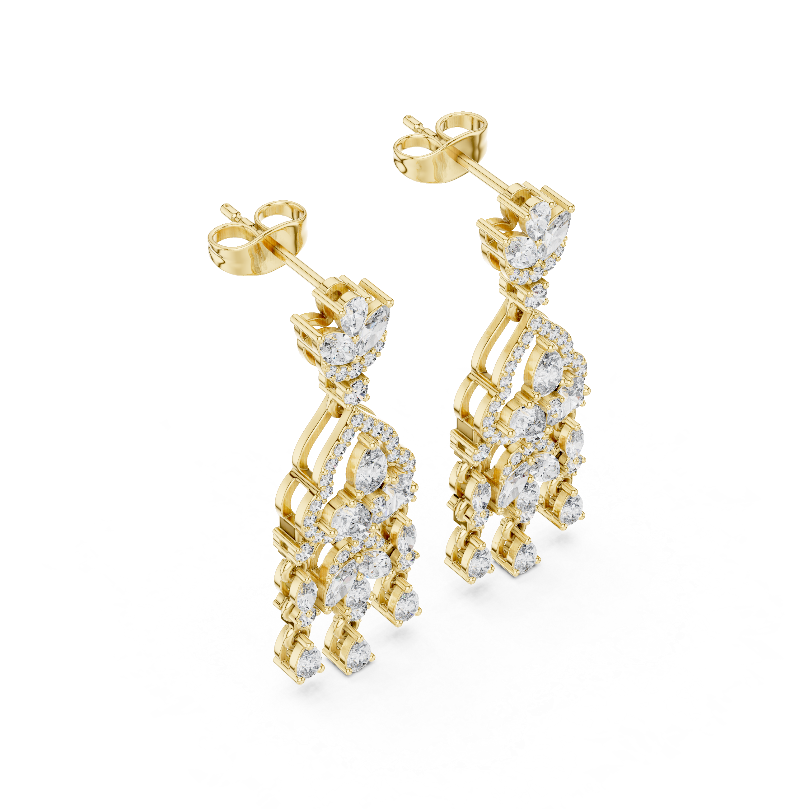 2.01CT Lab Diamond Dangle Earrings in 18K Gold