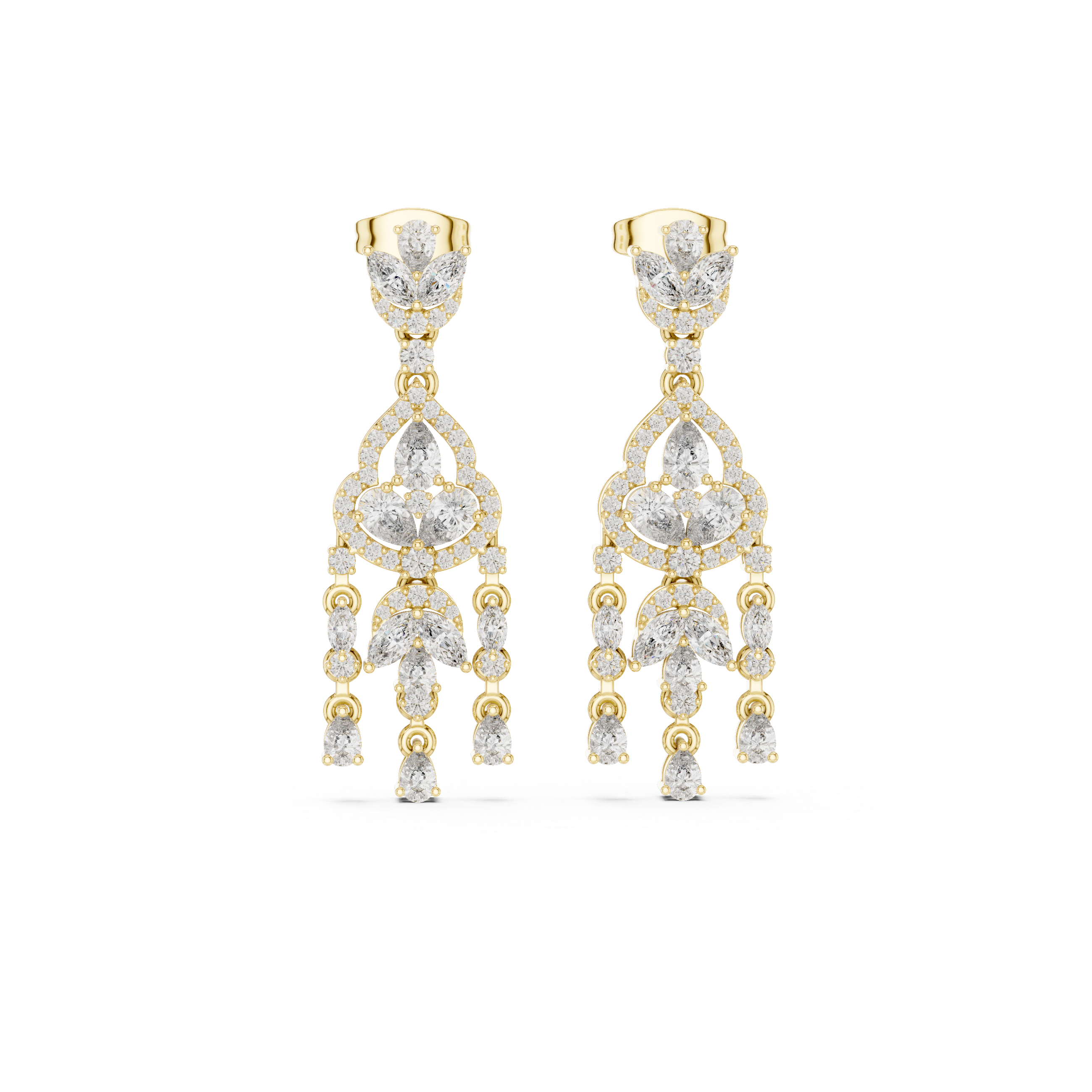 2.01CT Lab Diamond Dangle Earrings in 18K Gold
