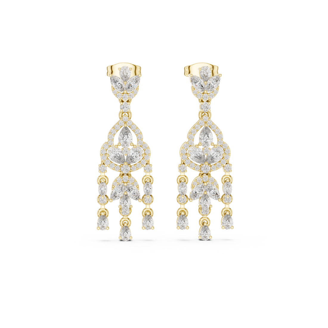 2.01CT Lab Diamond Dangle Earrings in 18K Gold