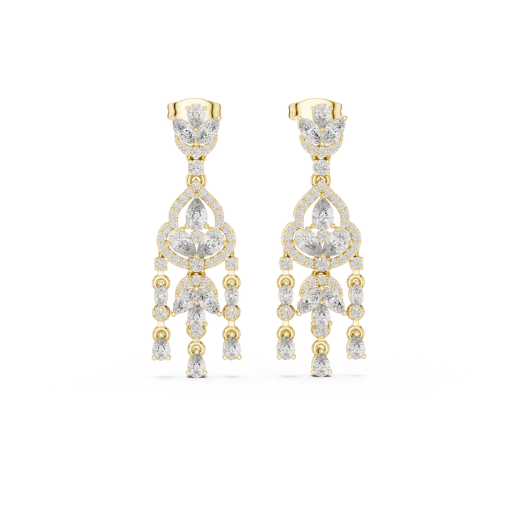 Boucles d'oreilles pendantes en or 18 carats avec diamants de laboratoire de 2,01 carats