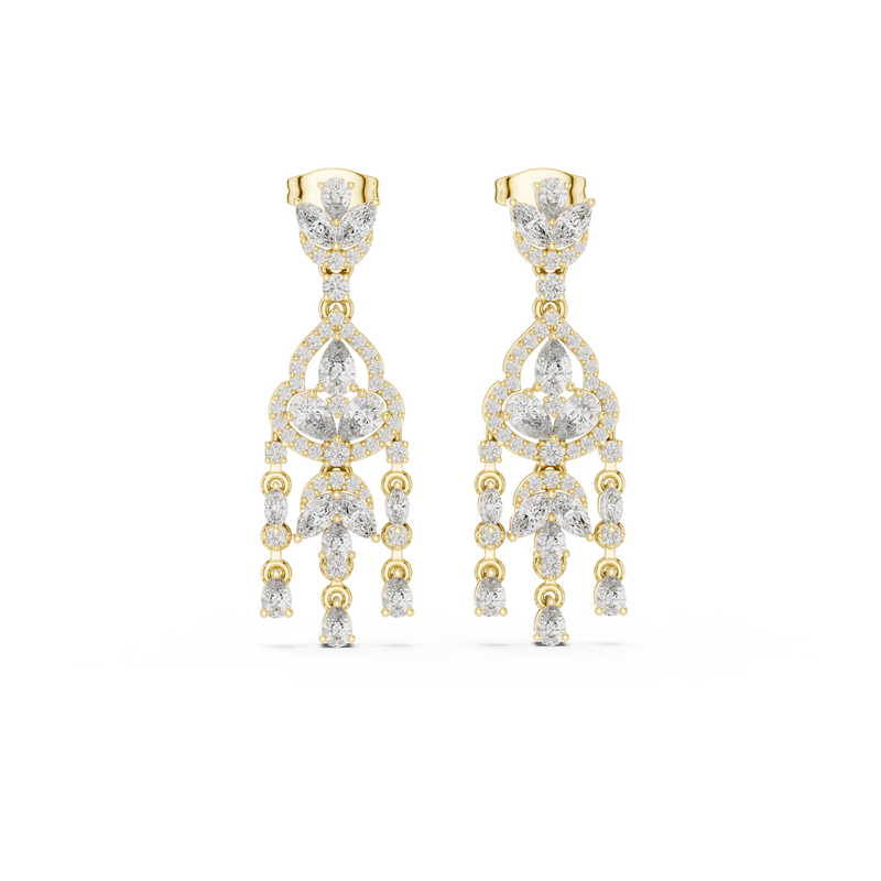 2.01CT Lab Diamond Dangle Earrings in 18K Gold