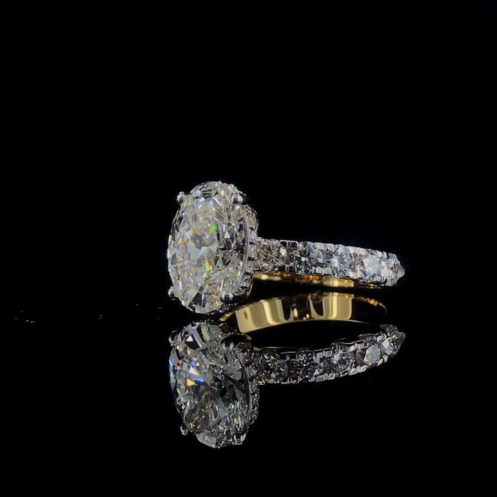 Opulent 3.7 Ct Oval Lab Diamond Ring – 18K Gold Finish