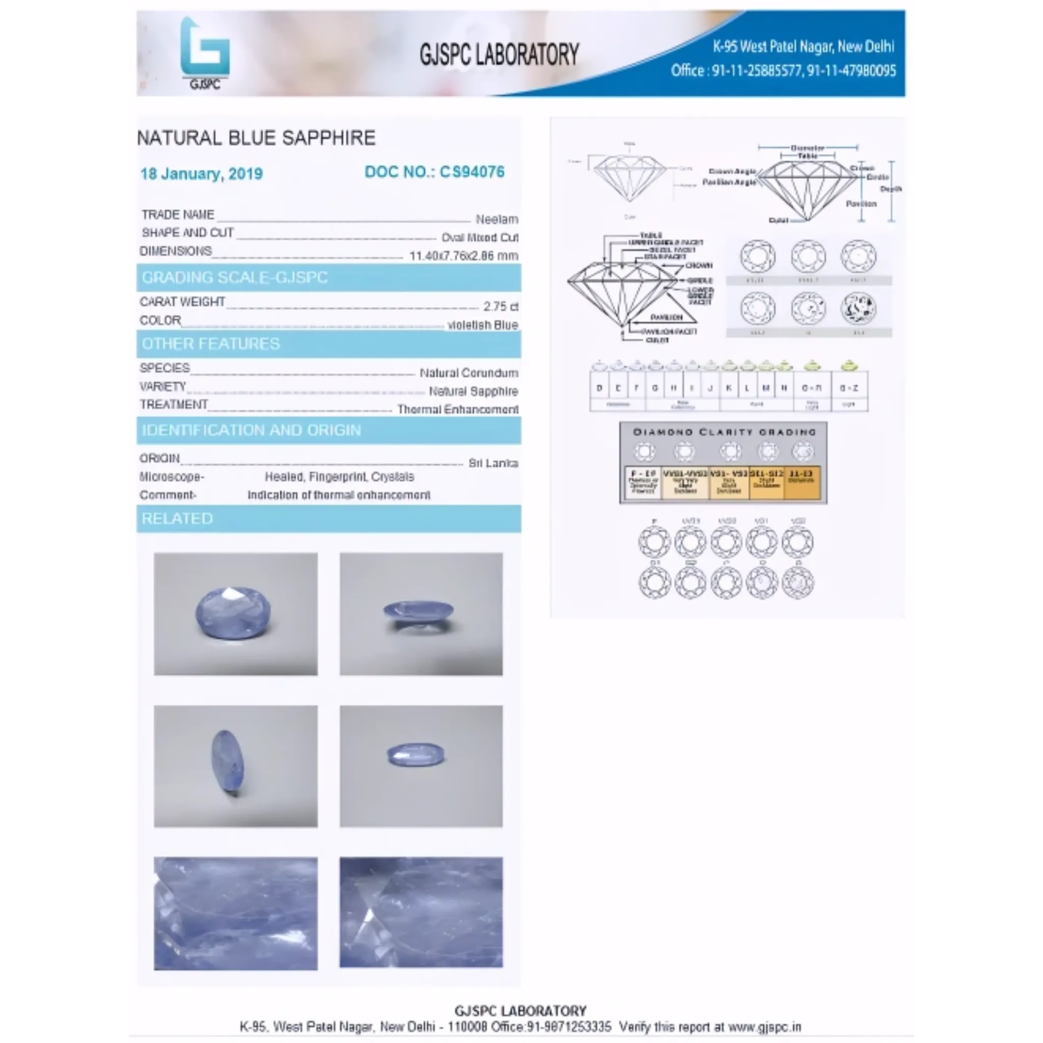 Top-Quality Sri Lanka Blue Sapphire Untreated & Unheated Gem Lab Certified 2.75 carat