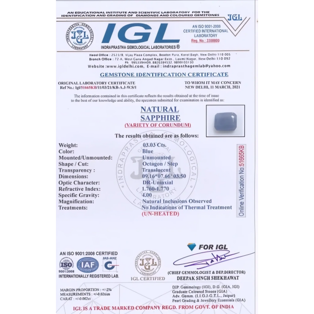 Unheated Ceylon Blue Sapphire for Sale Certified Natural Loose Gemstone 3.03 carat