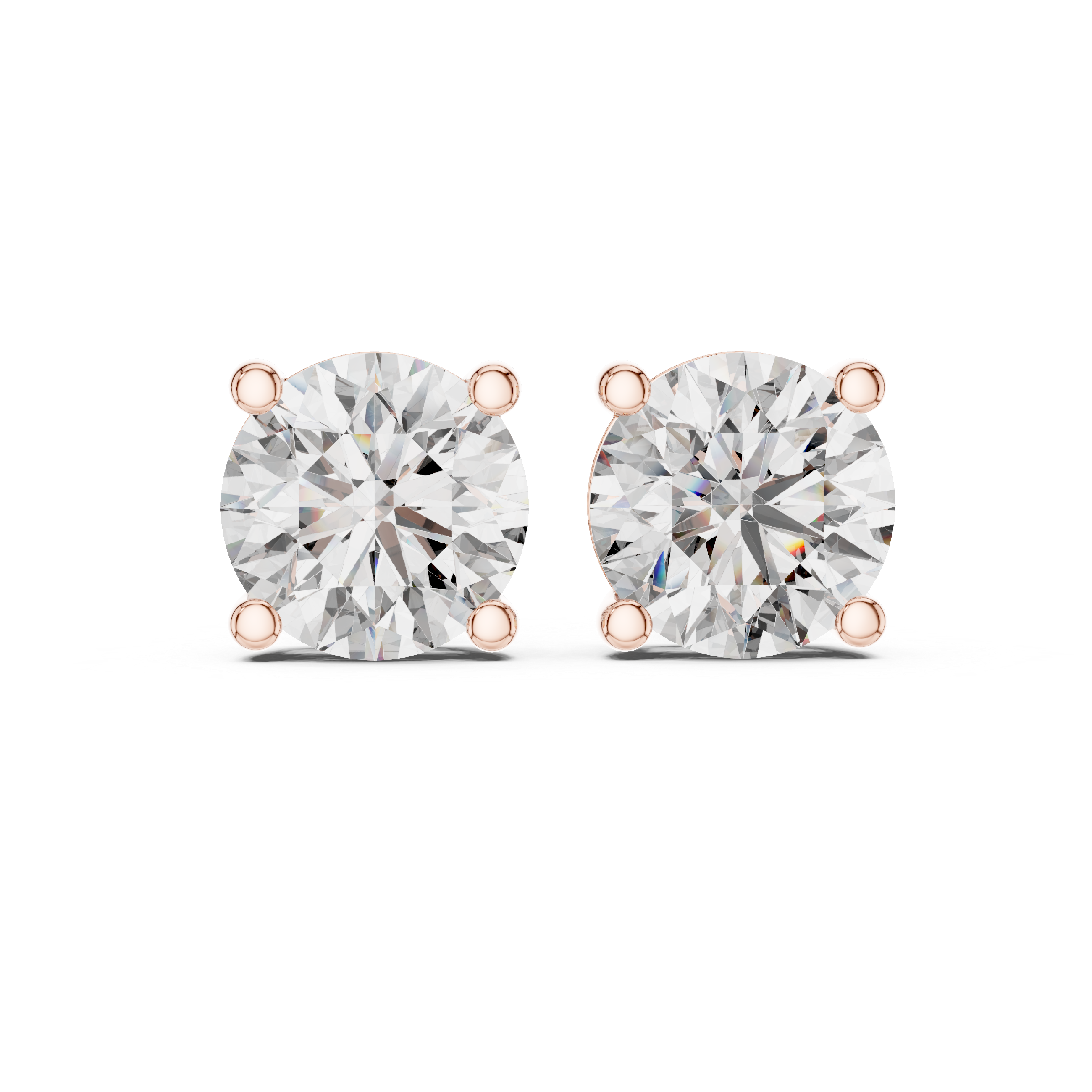 4 Ct TW Lab Grown Diamond Solitaire Stud Earrings in Rose Gold (2 Ct Each)