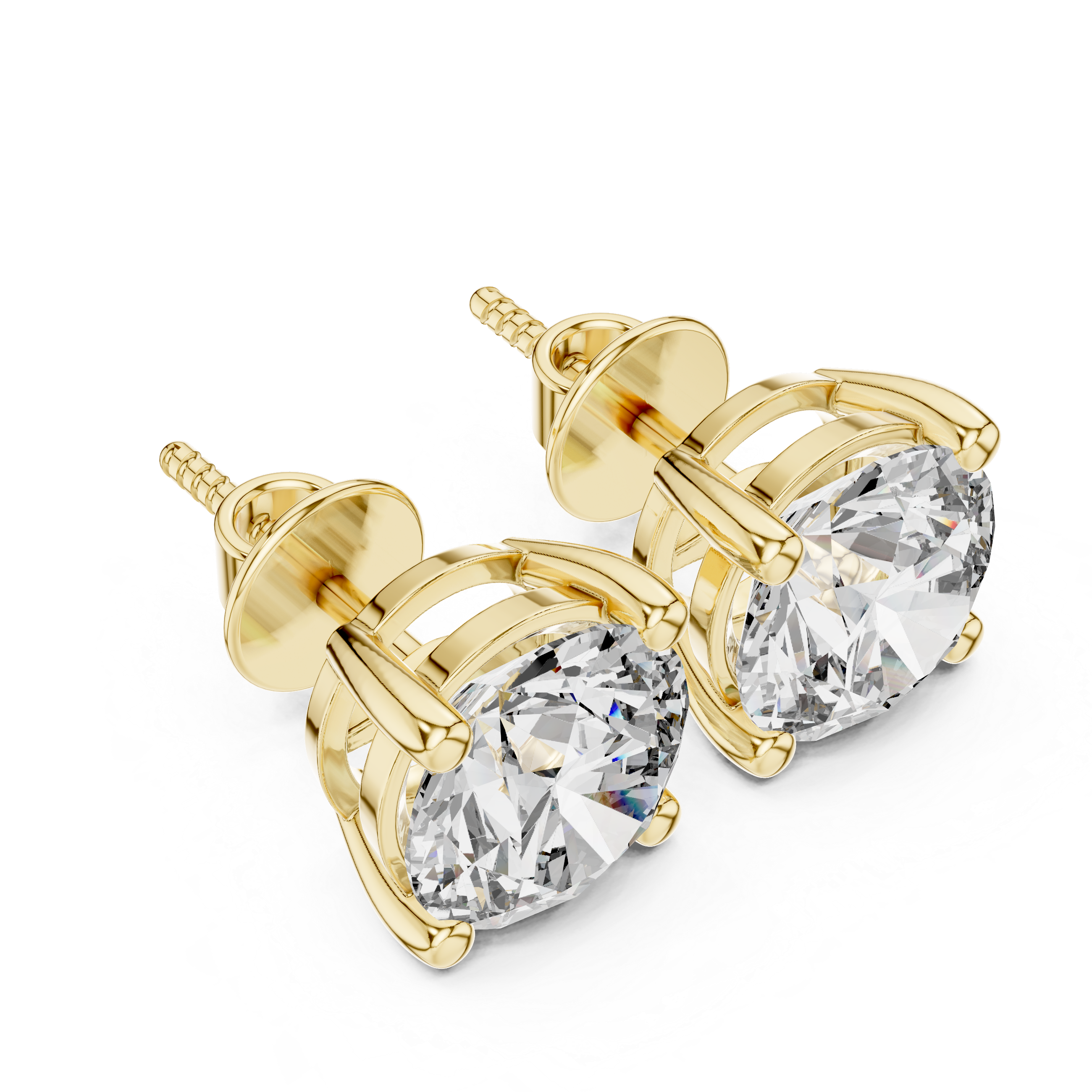 4 Ct TW Lab Grown Diamond Solitaire Stud Earrings in Rose Gold (2 Ct Each)