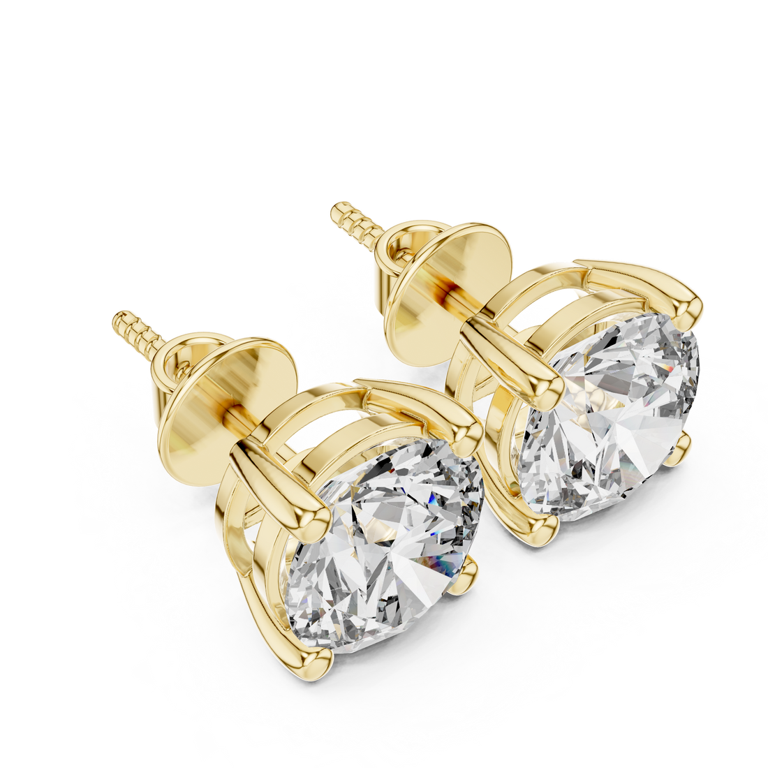 4 Ct TW Lab Grown Diamond Solitaire Stud Earrings in Rose Gold (2 Ct Each)