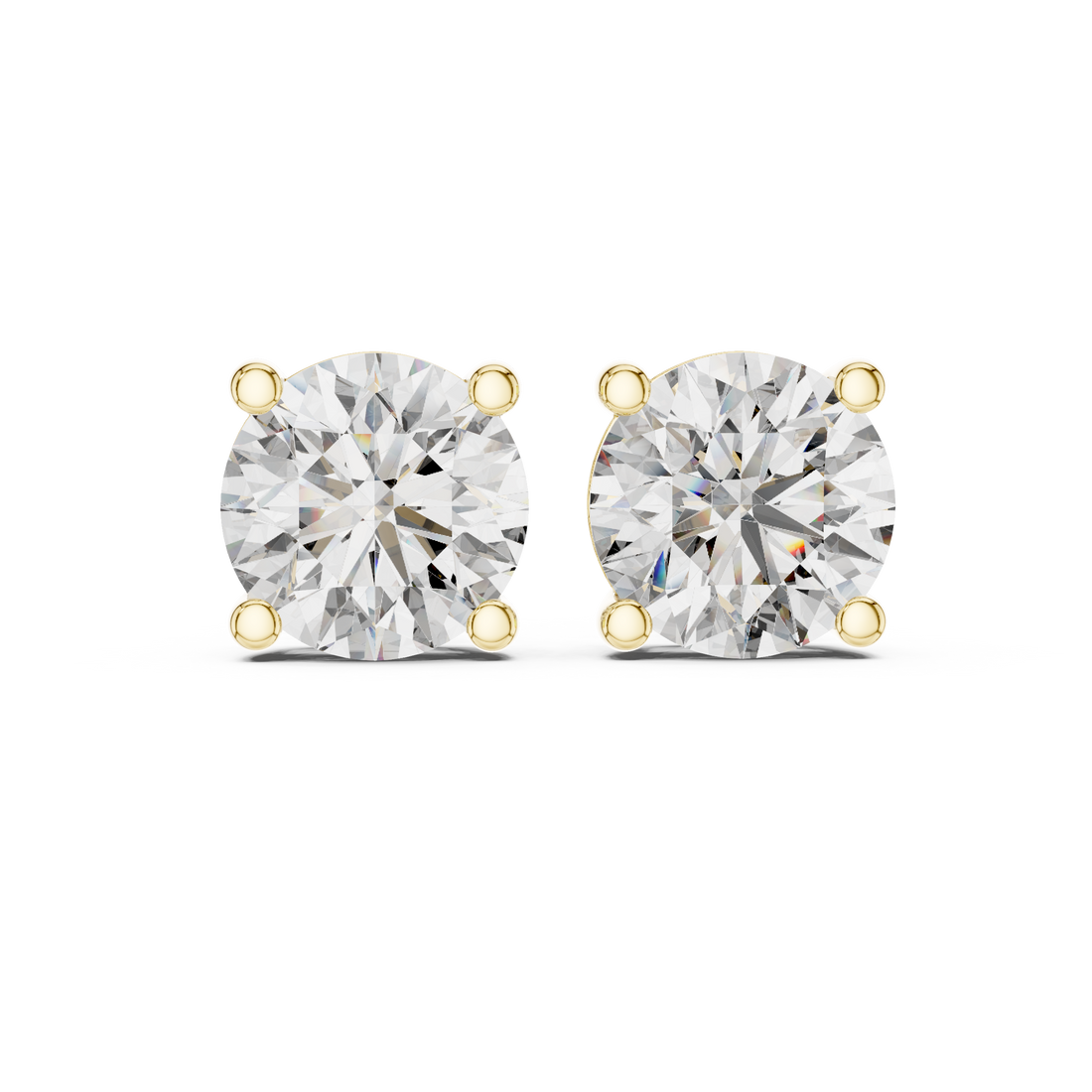 4 Ct TW Lab Grown Diamond Solitaire Stud Earrings in Rose Gold (2 Ct Each)
