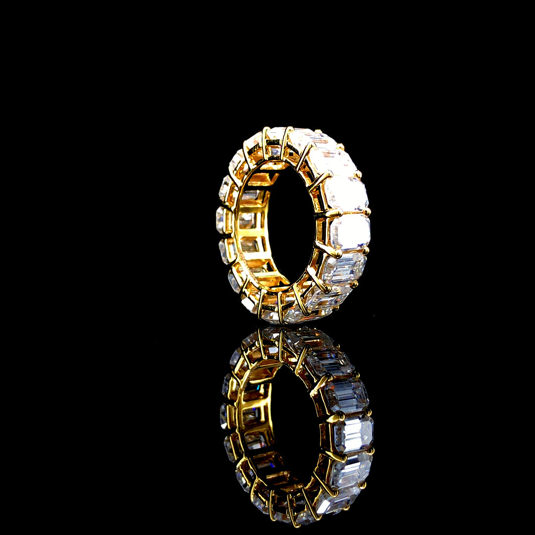 8.56ct Lab-Grown Diamond Emerald Eternity Band In 18k Yellow Gold