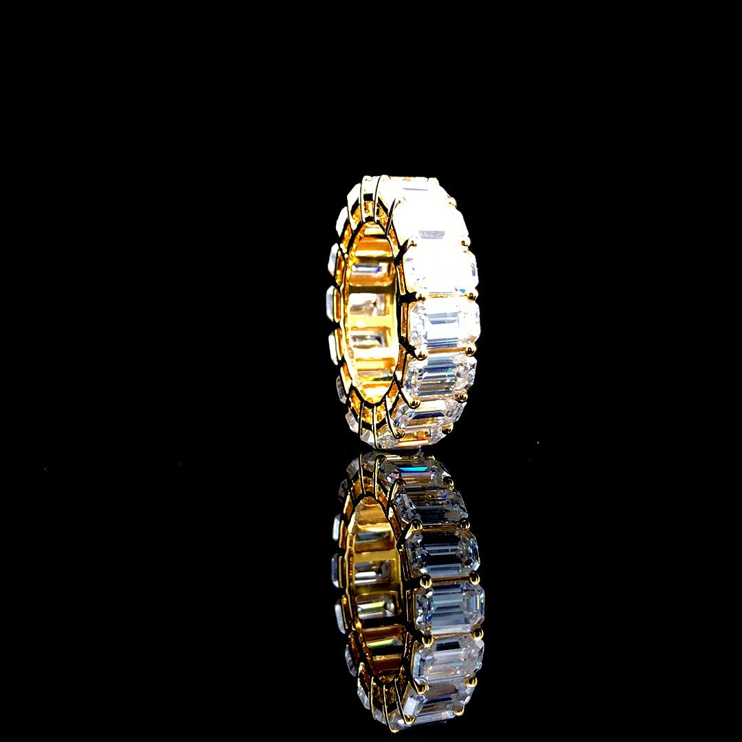 8.56ct Lab-Grown Diamond Emerald Eternity Band In 18k Yellow Gold
