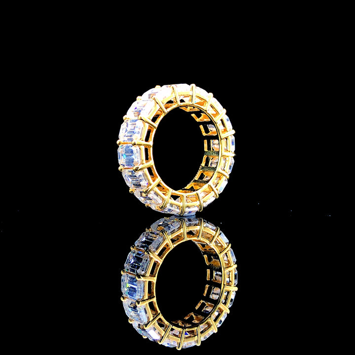 8.56ct Lab-Grown Diamond Emerald Eternity Band In 18k Yellow Gold